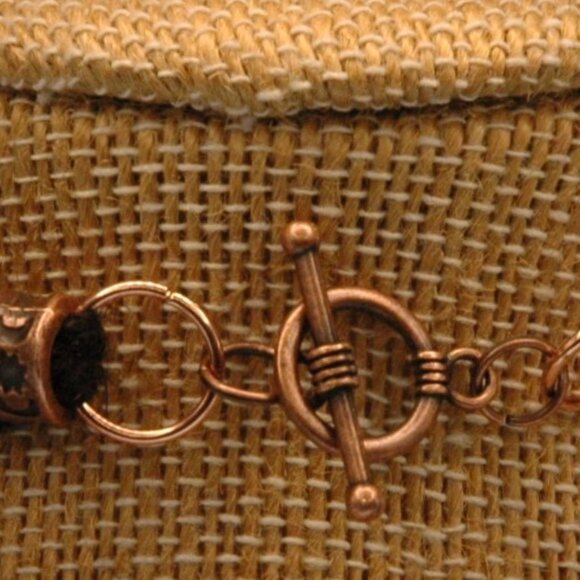 Dynamic Copper-Toned Moonstone & Leafs Crescent Moon on a Handmade Black Chain - Picture 7 of 7